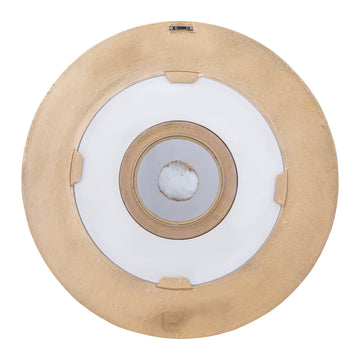 Wandpaneel aus gegossenem Aluminium in Goldoptik mit Steinzentrum, runder Form, L – Jacci | PTMD