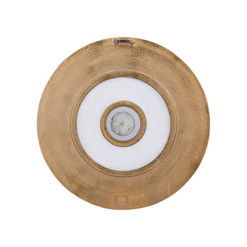 Wandpaneel aus gegossenem Aluminium in Goldoptik mit Steinzentrum, runder Form, S – Jacci | PTMD