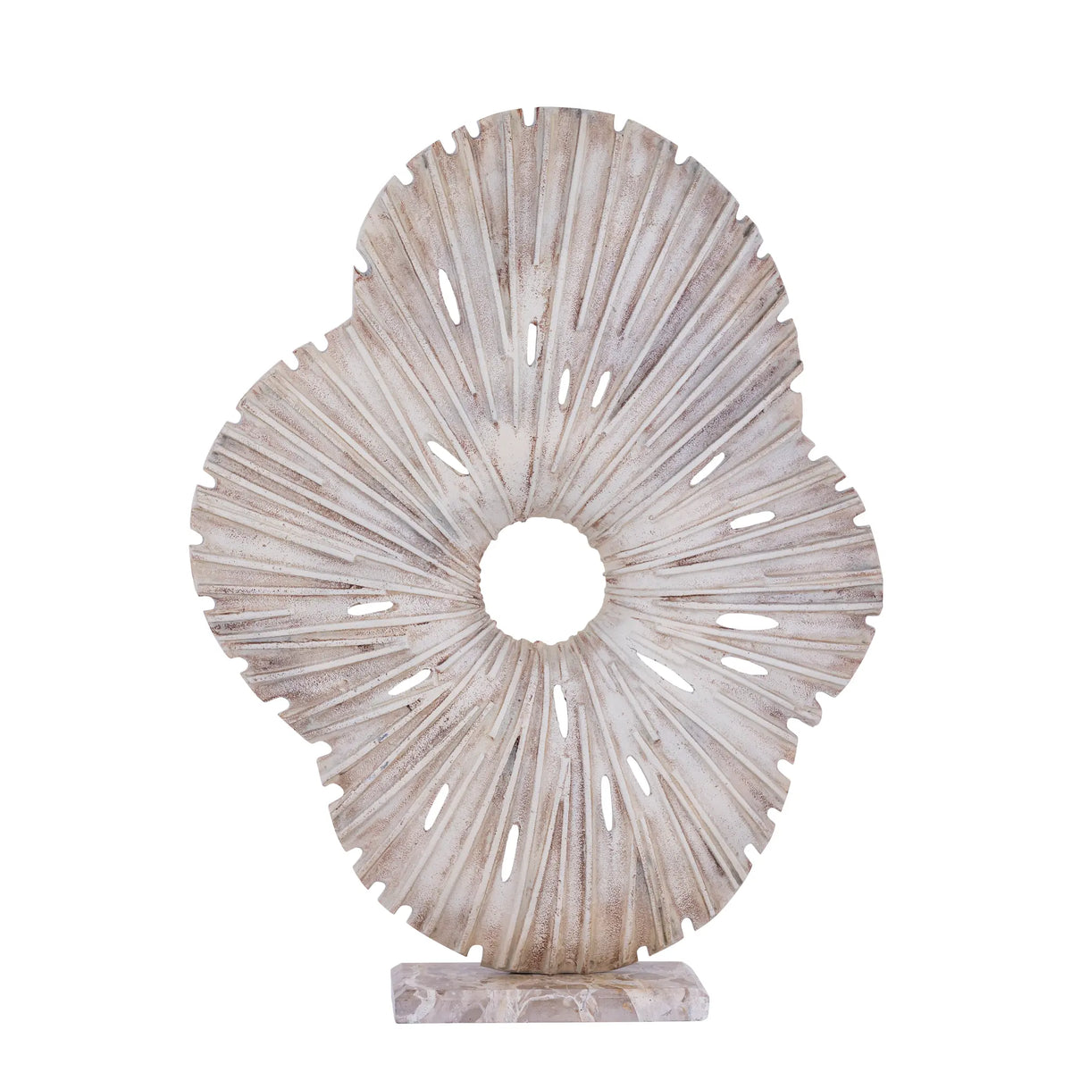 Statue - cast aluminum, stone, handmade, beige, organic open, L – Vija | PTMD