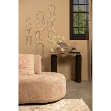 Vase – Beige Farbton, Glas Material, Geschichtetes Design, Niedrige Form – Elladie | PTMD