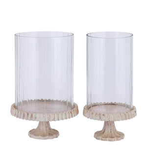 Windlicht – Gegossener Aluminium Rahmen, Verziertes Glasdesign, Goldene Farbgebung, S – Troye | PTMD