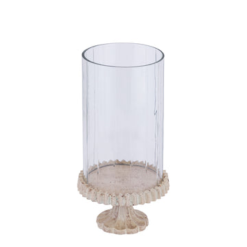 Hurricane Lamp – Cast Aluminum Frame, Embellished Glass Design, Gold Color Scheme, S – Troye | PTMD