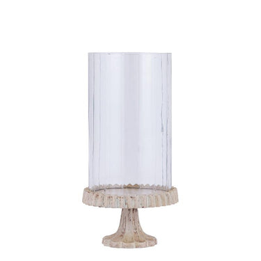 Windlicht – Gegossener Aluminium Rahmen, Verziertes Glasdesign, Goldene Farbgebung, S – Troye | PTMD