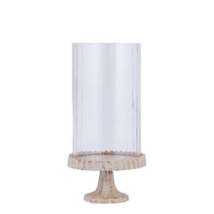 Windlicht – Gegossener Aluminium Rahmen, Verziertes Glasdesign, Goldene Farbgebung, S – Troye | PTMD