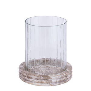 Windlicht – Marmor Sockel, Rundes Glasdesign, Klare Farbgebung, L – Jolee | PTMD