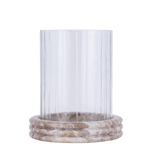 Windlicht – Marmor Sockel, Rundes Glasdesign, Klare Farbgebung, L – Jolee | PTMD