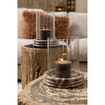 Lantern – Marble Base, Round Glass Design, Clear Color Scheme, S – Jolee | PTMD