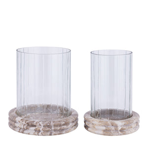 Lantern – Marble Base, Round Glass Design, Clear Color Scheme, S – Jolee | PTMD