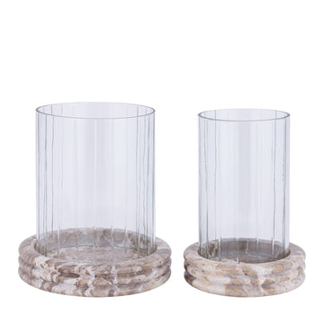 Lantern – Marble Base, Round Glass Design, Clear Color Scheme, S – Jolee | PTMD
