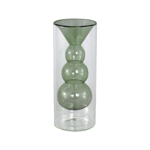 Vase – Blue-Green Glass, Bulbous Inside Shape, Small – Yanna | PTMD