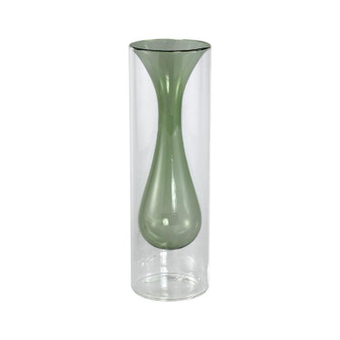 Vase – Glas Material, Innenstruktur Design, Petrolgrün, Groß Innen – Yanna | PTMD