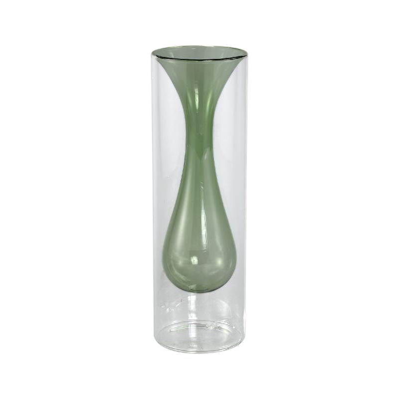 Vase - Blue-Green Glass, With Inner Handles, Large Form - Yanna | PTMD