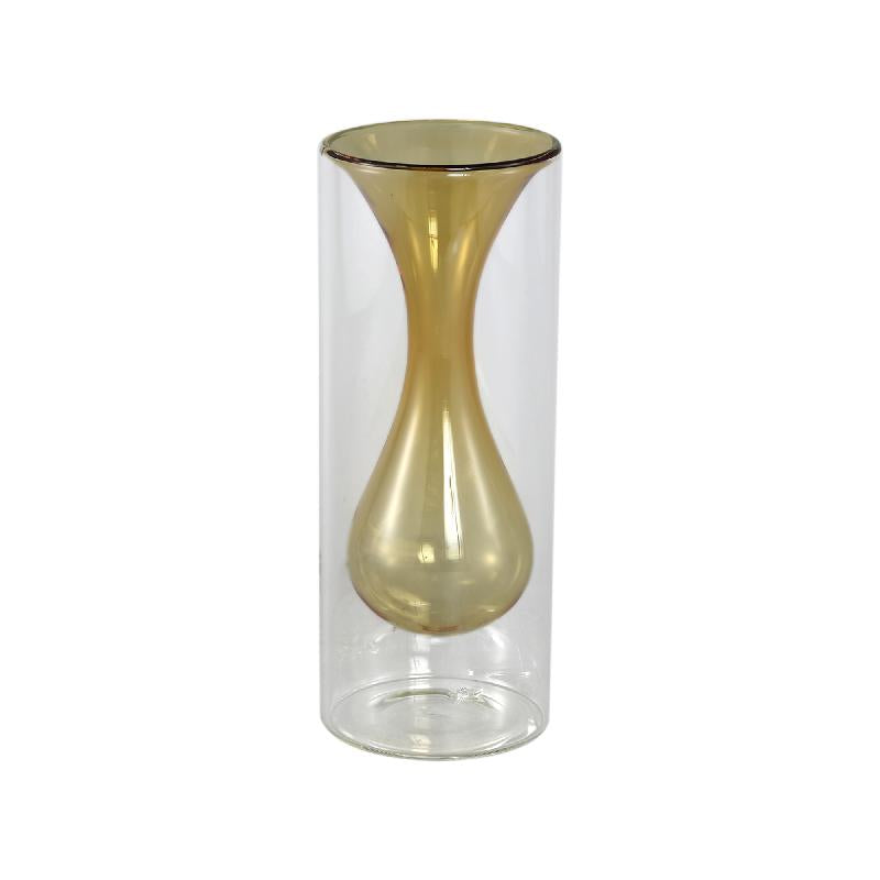 Vase – Glas Material, Innenstruktur Design, Bernstein, Klein Innen – Yanna | PTMD