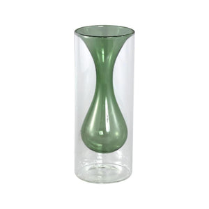 Vase - Blue-Green Glass, With Internal Handles, Small Form - Yanna | PTMD