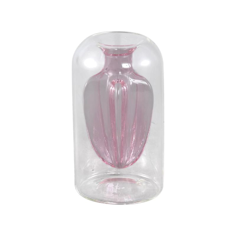 Vase – Glas Material, Innenstruktur Design, Hellrosa, Gerippt Innen – Yanna | PTMD