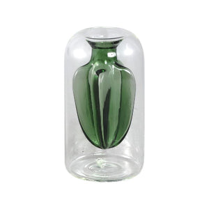 Vase – Glas Material, Innenstruktur Design, Petrolgrün, Gerippt Innen – Yanna | PTMD