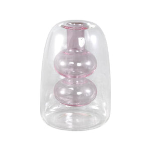 Vase - Bright Pink Glass, Bulbous Inner Shape, B - Yanna | PTMD