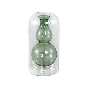 Vase - Blue-Green Glass, Bulbous Interior, C - Yanna | PTMD