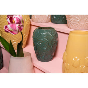 Vase – Cream Glass, Round Shape, Tulip Decor, L – Beatrize | PTMD