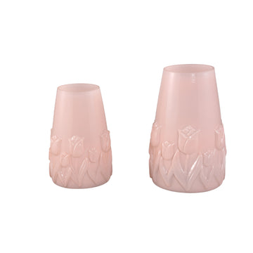 Vase – Light Pink Glass, Round Shape, Tulip Decor, S – Beatrize | PTMD