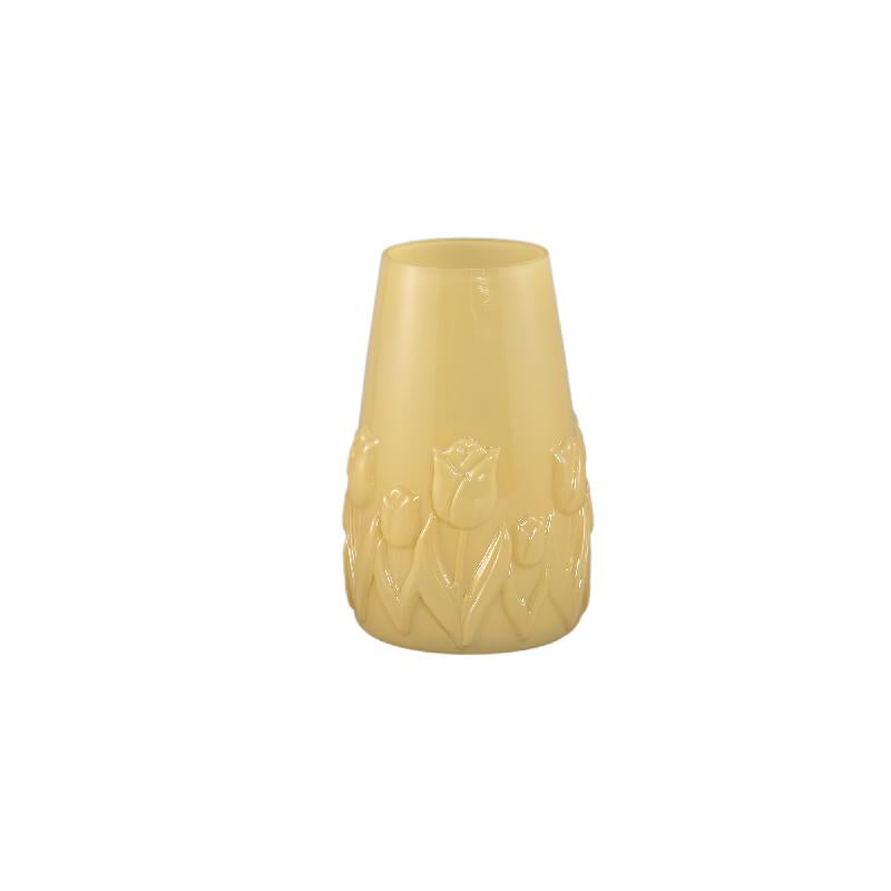 Vase – Tulpen Design, Runde Form, Glas Material, Creme, S – Beatrize | PTMD