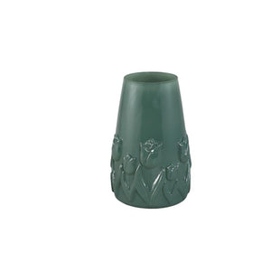 Vase – Petrol Glass, Round Shape, Tulip Decor, S – Beatrize | PTMD