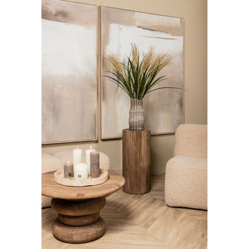 Vase - Cream-colored Glass, Angular Design, Round Shape, M - Anvi | PTMD