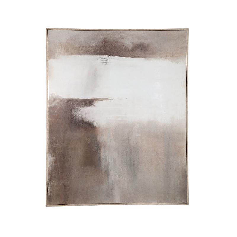 Wandpaneel – Abstraktes Design, Rechteckige Form, Leinwand Material, Beige, B – Olger | PTMD