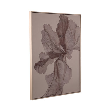 Polyester Canvas Wall Panel with Pine Wood Frame, Floral Motif, and Light Brown Finish - Lorinde | PTMD