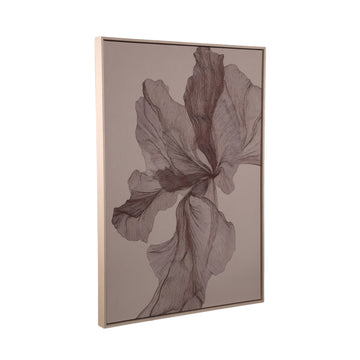 Wandpaneel aus Polyester-Canvas mit Kiefernholzrahmen, Blumenmotiv und Hellbraun-Finish – Lorinde | PTMD