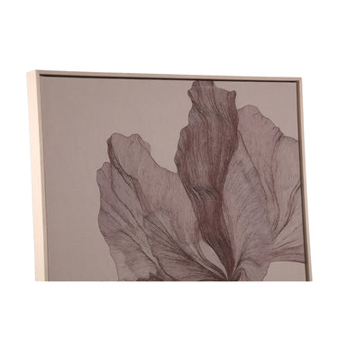 Polyester Canvas Wall Panel with Pine Wood Frame, Floral Motif, and Light Brown Finish - Lorinde | PTMD