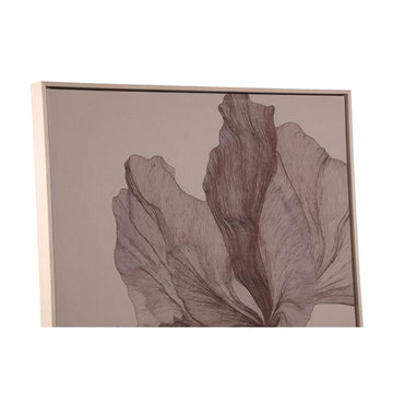 Wandpaneel aus Polyester-Canvas mit Kiefernholzrahmen, Blumenmotiv und Hellbraun-Finish – Lorinde | PTMD