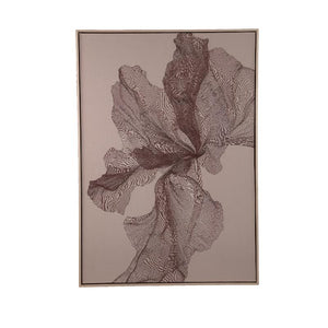 Wandpaneel aus Polyester-Canvas mit Kiefernholzrahmen, Blumenmotiv und Hellbraun-Finish – Lorinde | PTMD