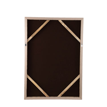 Polyester canvas wall panel with pine wood frame, floral motif and dark brown finish - Lorinde | PTMD