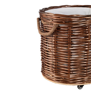 Basket – Brown Wicker, Round Shape, With Wheels – Darrett | PTMD