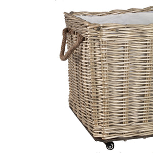 Basket – Natural Wicker, Cylindrical Shape, With Wheels – Darrett | PTMD