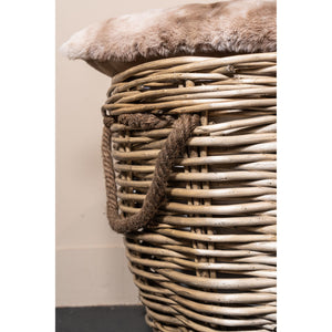 Korb – Naturfarbenes Weidenholz, Bombay Design, Runde Form, Mit Rollen – Darrett | PTMD
