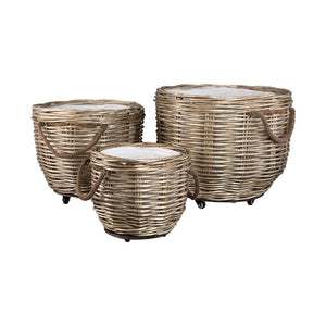 Korb – Naturfarbenes Weidenholz, Bombay Design, Runde Form, Mit Rollen – Darrett | PTMD
