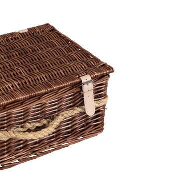 Picnic Basket – Brown Wicker, Rectangular, For 2 People – Kinzey | PTMD