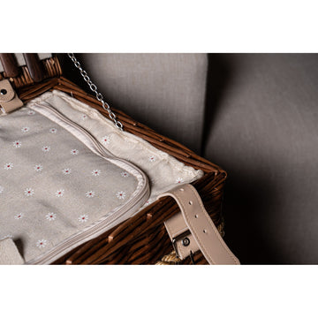Picnic Basket – Brown Wicker, Rectangular, For 2 People – Kinzey | PTMD