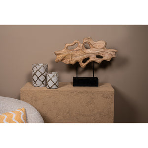 Statue - Mangoholz, Eisenfuß, organische Form, horizontales Design, Naturton – Osmer | PTMD