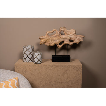 Statue - Mangoholz, Eisenfuß, organische Form, horizontales Design, Naturton – Osmer | PTMD