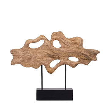 Statue - Mangoholz, Eisenfuß, organische Form, horizontales Design, Naturton – Osmer | PTMD