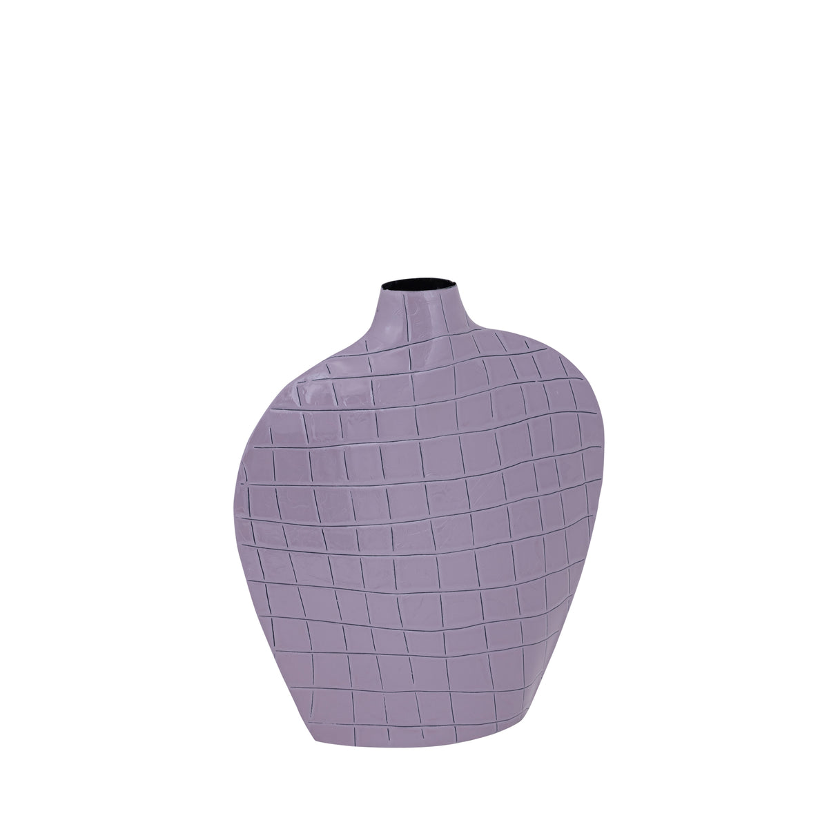 Vase – Quadratisches Muster, Ovale Form, Eisen Material, Lila, S – Chelton | PTMD