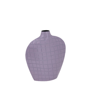 Vase – Quadratisches Muster, Ovale Form, Eisen Material, Lila, S – Chelton | PTMD