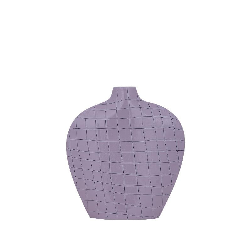 Vase – Quadratisches Muster, Ovale Form, Eisen Material, Lila, S – Chelton | PTMD
