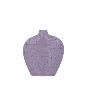 Vase – Quadratisches Muster, Ovale Form, Eisen Material, Lila, S – Chelton | PTMD