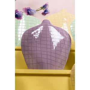 Vase – Quadratisches Muster, Ovale Form, Eisen Material, Lila, L – Chelton | PTMD