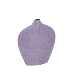 Vase – Quadratisches Muster, Ovale Form, Eisen Material, Lila, M – Chelton | PTMD