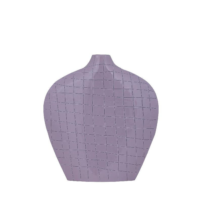Vase – Quadratisches Muster, Ovale Form, Eisen Material, Lila, M – Chelton | PTMD